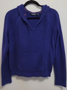 Ralph Lauren Blue Hooded Knit Pullover
